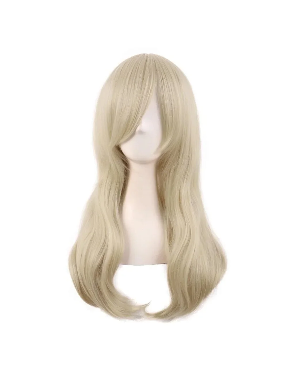 Women's Blonde 24 Inch Heat Resistant Long Side Bang Wavy Curly Cosplay Wigs